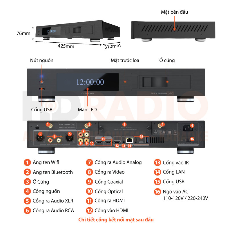 Đầu Dune HD Max Vision 4K, Android 9.0, Phát 4Kp60 HDR, 3D, Dolby Vision-1