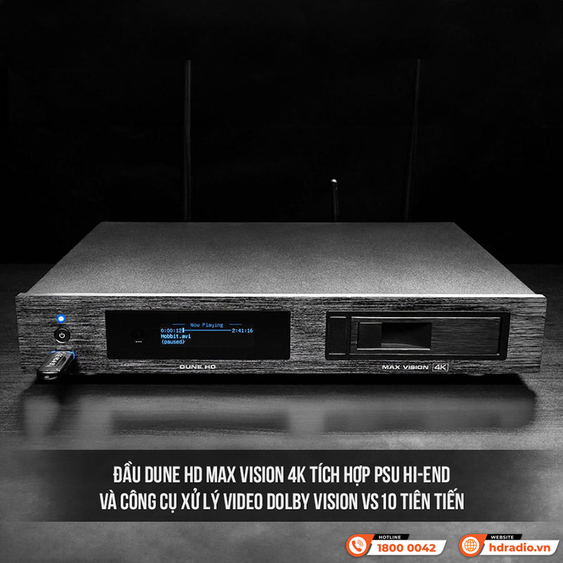 Đầu Dune HD Max Vision 4K, Android 9.0, Phát 4Kp60 HDR, 3D, Dolby Vision-3