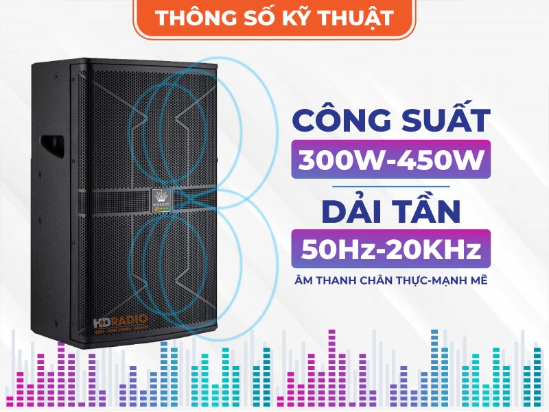 Công suất mạnh mẽ, đáp ứng dải tần lý tưởng. Công suất mạnh mẽ, đáp ứng dải tần lý tưởng.