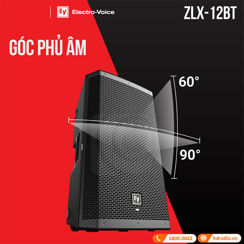 Loa Electro voice ZLX12BT, Bass 30cm, công suất 250W, Bluetooth, AUX, XLR, Mixer 2 kênh-6