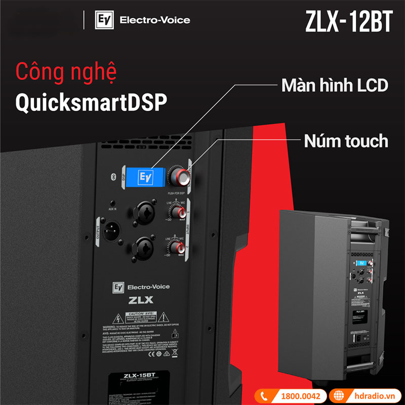 Loa Electro voice ZLX12BT, Bass 30cm, công suất 250W, Bluetooth, AUX, XLR, Mixer 2 kênh-7
