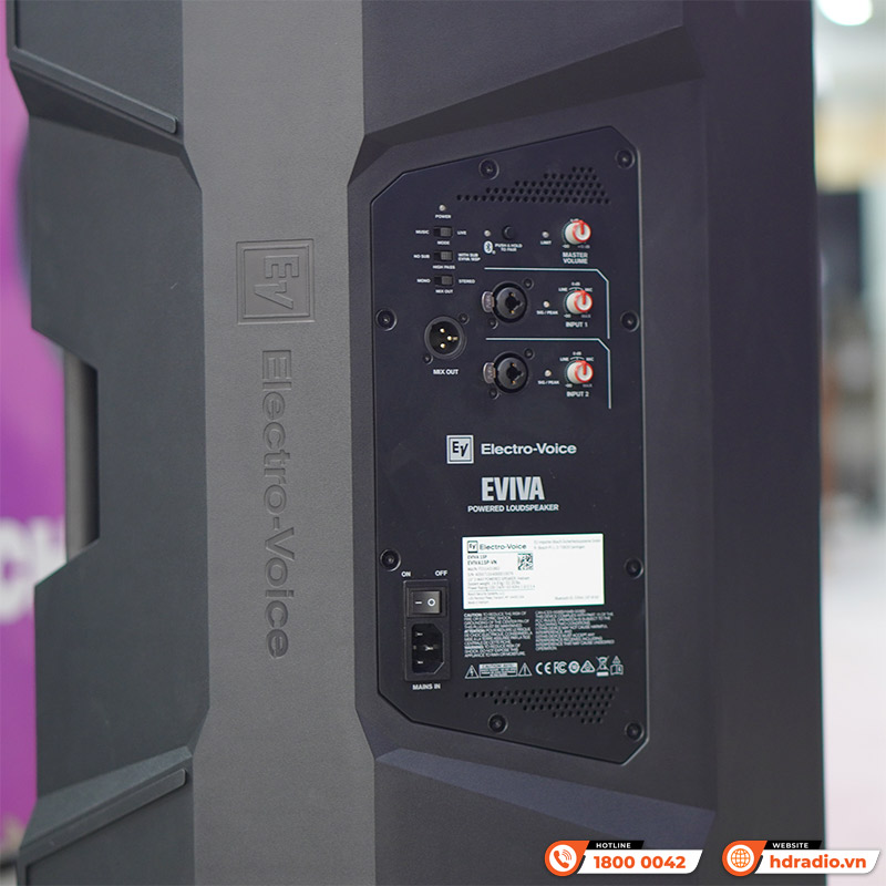 Loa Electro voice Eviva 15P, Bass 38cm, Công suất 1000W, Max SPL 126db, Bluetooth, XLR/TRS-7