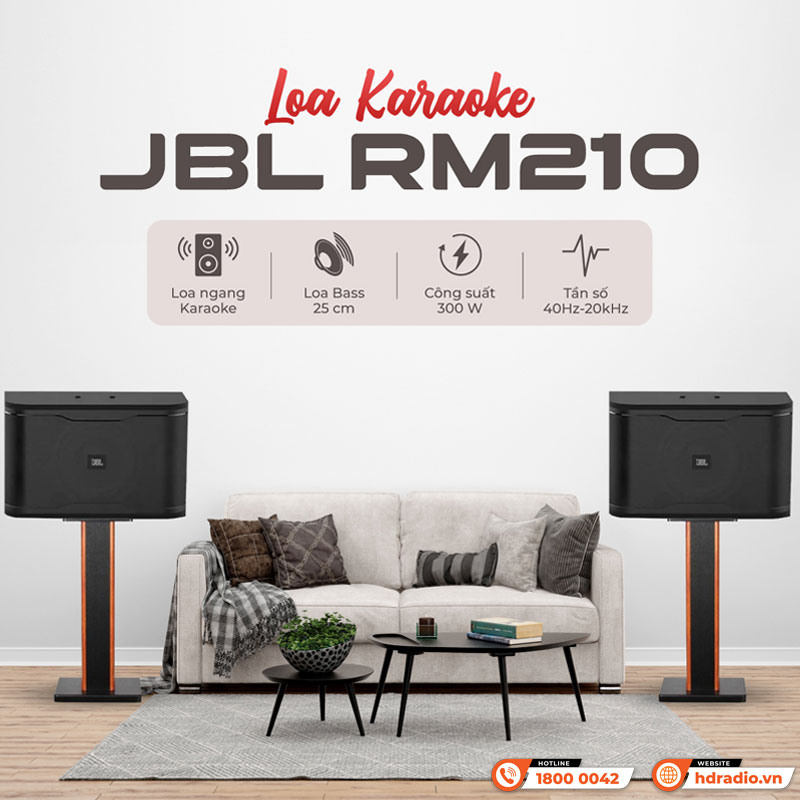 Loa Karaoke JBL RM210, Bass 25cm, Công Suất 300W, Bluetooth (Liền công suất)-4
