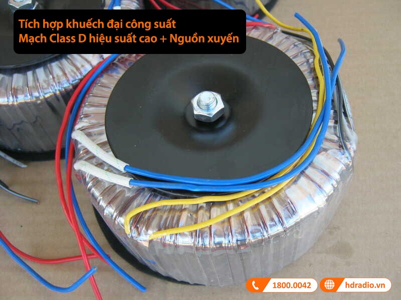 tích hợp mạch class D hiệu suất cao cùng bộ nguồn xuyến