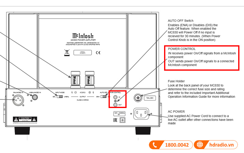 cong power control tren mono power Mcintosh MC830 cong power control tren mono power Mcintosh MC830