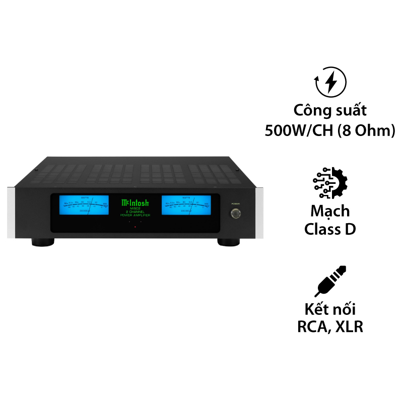 Power amply McIntosh MI502, Công suất 800W/CH ở 8 ohm, 2 kênh