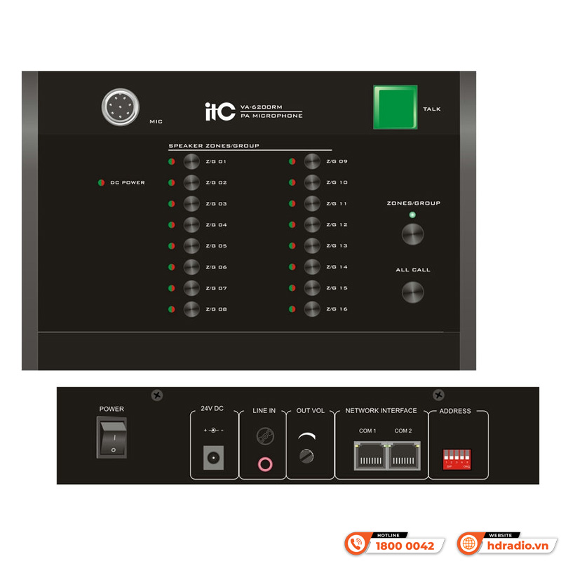 Micro chọn vùng từ xa 16 vùng ITC VA-6200RM