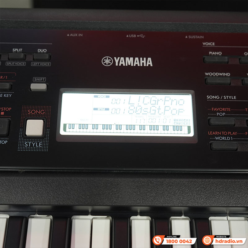 Đàn Organ Yamaha PSR-E383, 61 Phím, 650 Voices, 48 âm polyphony, 152 loại Arpeggio, 41 hiệu ứng DSP, USB, MIDI-8