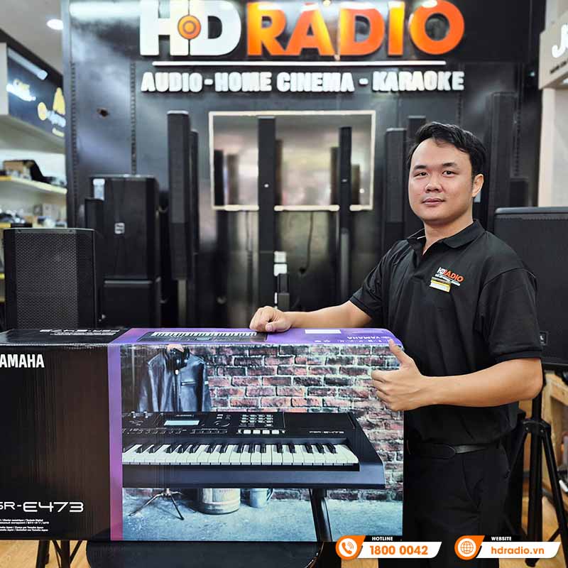 Đàn Organ Yamaha PSR E473, 61 phím, 820 âm sắc, 64 âm Polyphony, AWM Stereo-5