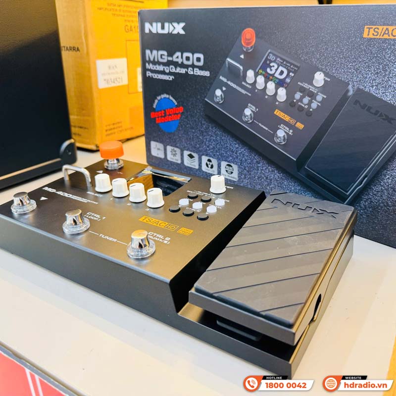 Phơ Guitar Nux MG-400, 10 khối tín hiệu độc lập, độ phân giải IR 512 mẫu, AUX IN, USB-5