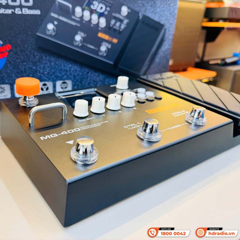 Phơ Guitar Nux MG-400, 10 khối tín hiệu độc lập, độ phân giải IR 512 mẫu, AUX IN, USB-6