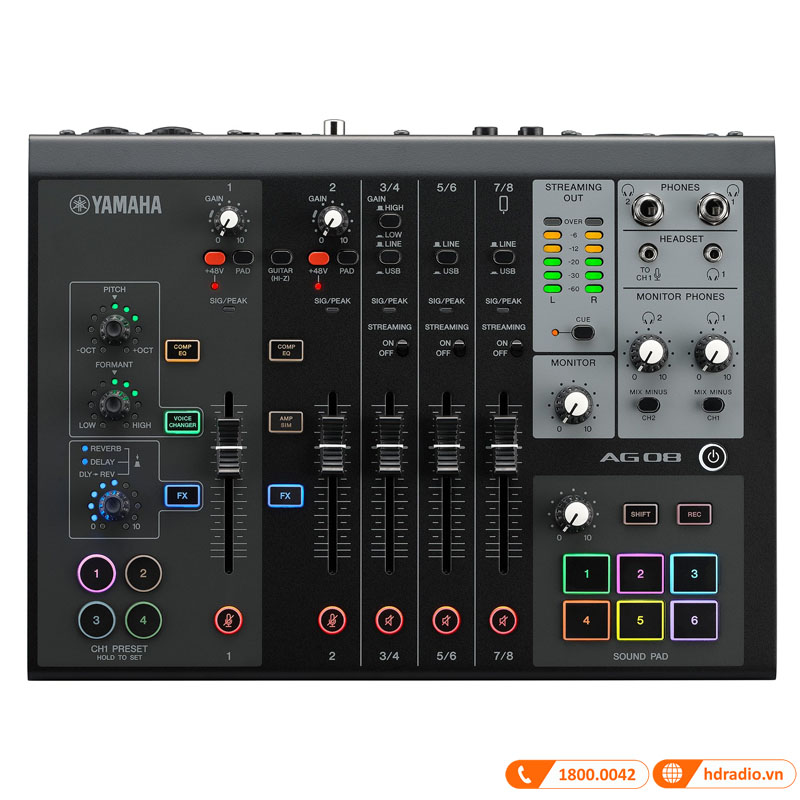 Bàn mixer Yamaha AG08, mixer thu âm, livestream-6