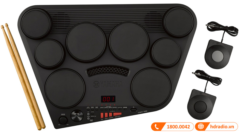Trống Điện Tử Yamaha DD-75, 8 mặt trống, 570 âm sắc, 2 bàn đạp pedal, Reverb và Master EQ, AUX IN-13