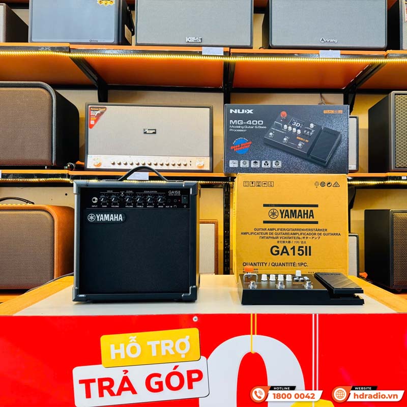 Amply guitar Yamaha GA15II, củ loa toàn dải 16 cm, tùy chỉnh Drive/Clean Gain Volume và EQ 3 băng tần, Công Suất 15W, Phones, AUX IN-1