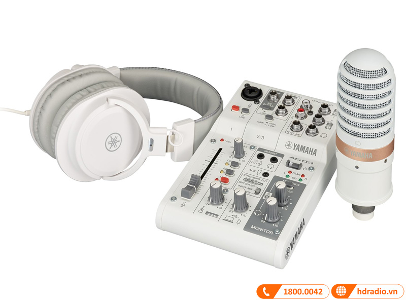 Combo âm thanh livestream Yamaha AG03MK2 LSPK, (Yamaha AG03MK2, Yamaha YCM01, YH-MT1, Cáp micro XLR)-2
