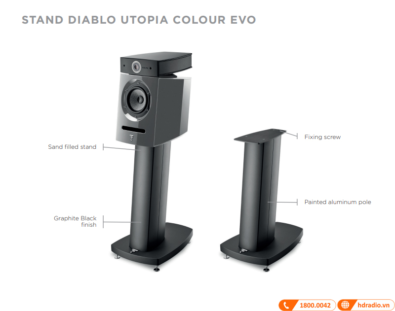 Chân đế được đổ đầy cát nhôm của Chân Loa Focal Stand Diablo Utopia Colour Evo Chân Loa Focal Stand Diablo Utopia Colour Evo