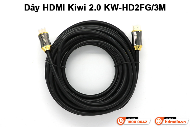 Dây HDMI Kiwi 2.0 KW-HD2FG/3M bọc lụa dài 3m đầu mạ vàng 24K Dây HDMI Kiwi 2.0 KW-HD2FG/3M bọc lụa dài 3m đầu mạ vàng 24K