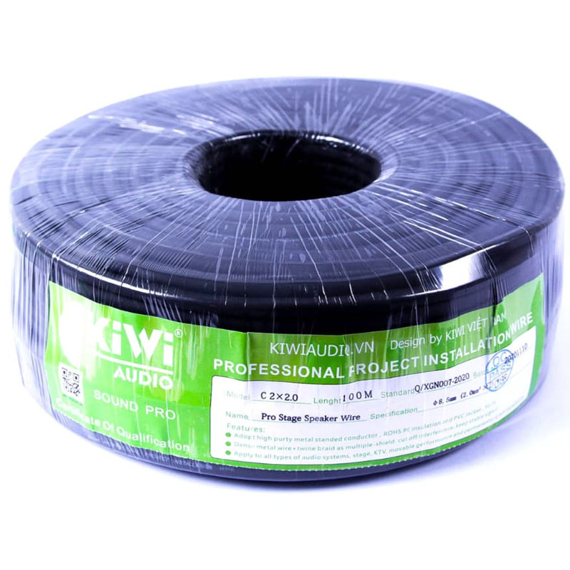 Dây loa Kiwi C2x2 bằng đồng cuộn 100m