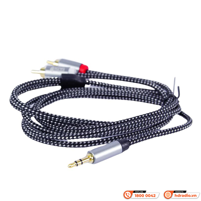Dây Tín Hiệu Kiwi KW-AV002 (1 đầu 3.5mm ra 2 đầu AV) Độ dài 1,5 mét, Độ dài 3 mét, Độ dài 5 mét-4