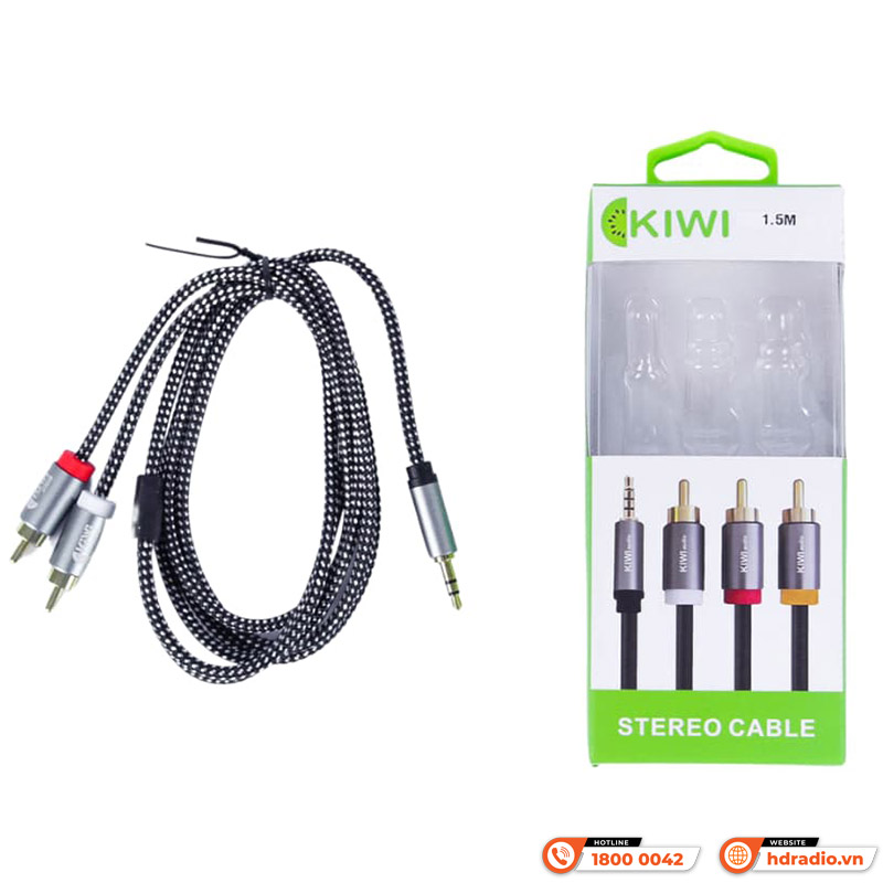 Dây Tín Hiệu Kiwi KW-AV002 (1 đầu 3.5mm ra 2 đầu AV) Độ dài 1,5 mét, Độ dài 3 mét, Độ dài 5 mét-3