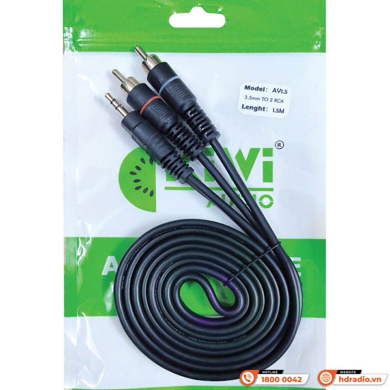 Dây 3.5mm ra 2AV Kiwi AV1.5/AV3 bằng đồng
