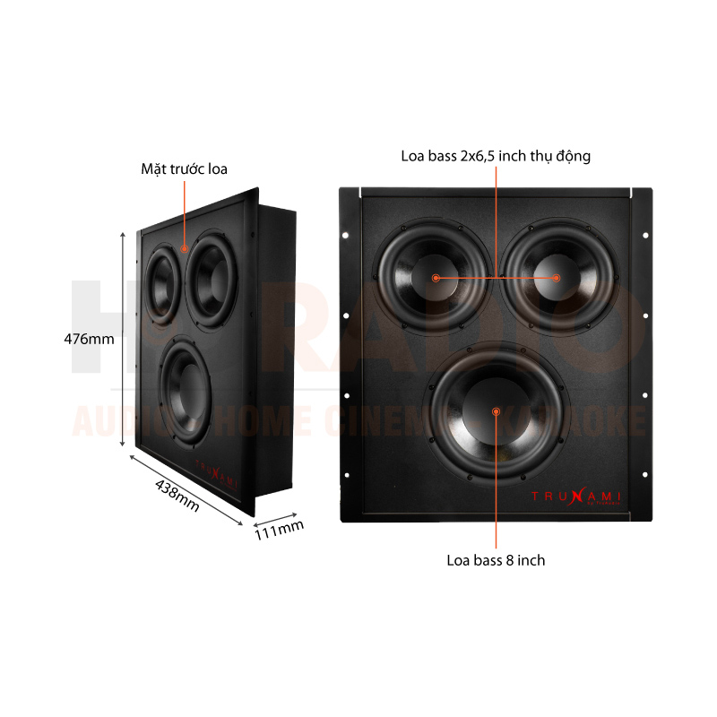 Chú thích loa đa vùng Truaudio Trunami-Sub