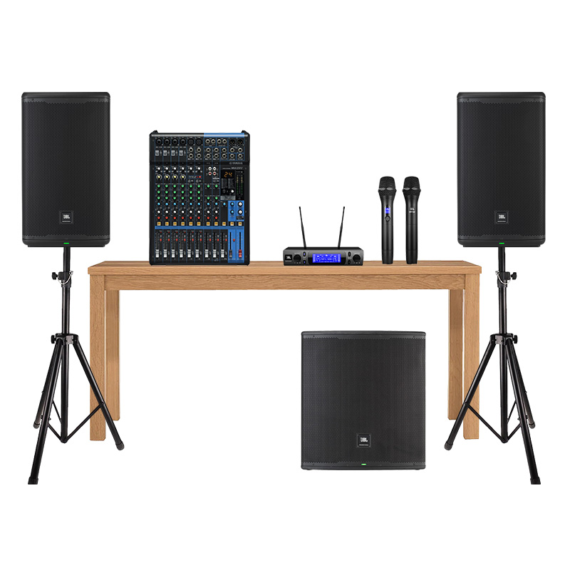 Dàn Âm Thanh Sân Khấu Biểu Diễn Karaoke Acoustic SK02 (JBL Eon 712, Eon 718S, VM300, mixer Yamaha MG12XU, Chân Loa)