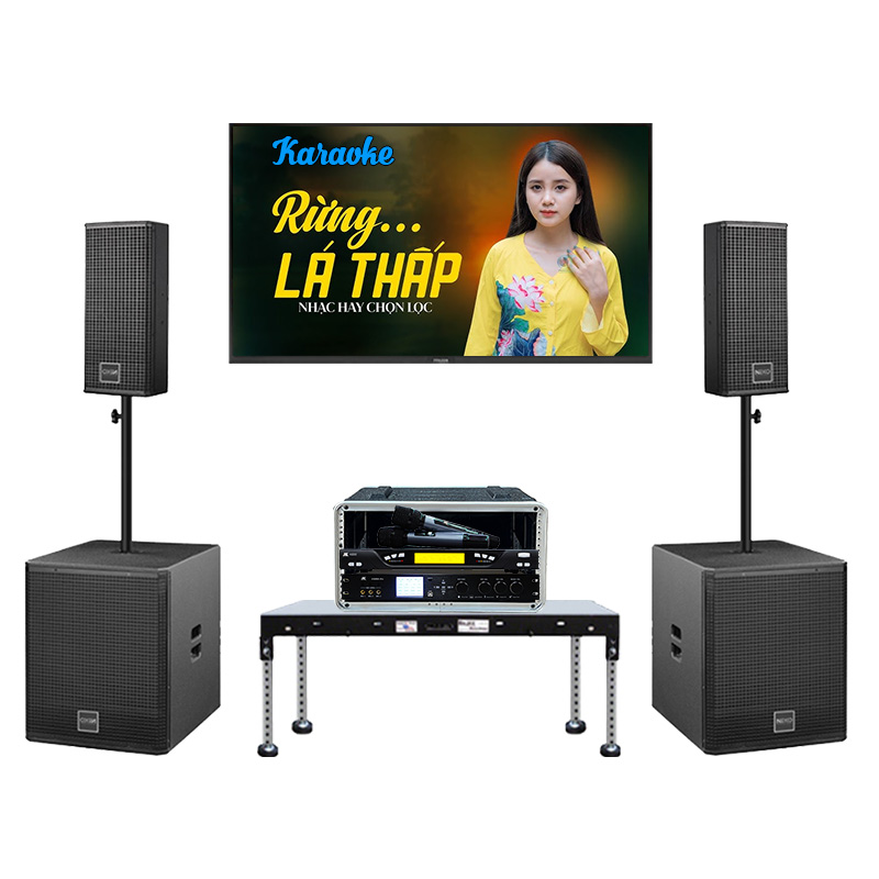 Dàn karaoke Column Array SK12 (Neko COX206 kèm Sub COX12S, JKAudio K800, X9000 Pro, Tủ Rack ABS 4U)