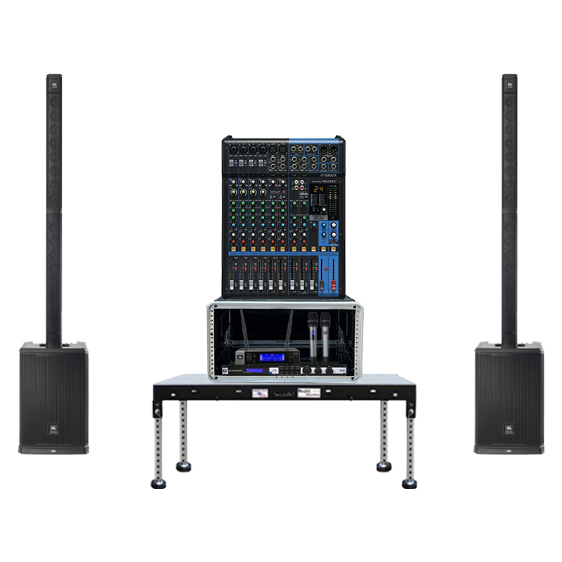 Dàn âm thanh sân khấu biểu diễn Column Array SK17 (JBL PRX ONE, KX180A, VM200, Yamaha MG12XU, Tủ Rack ABS 4U)