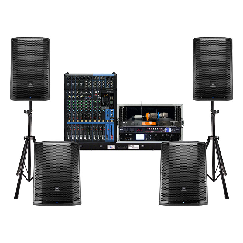 Dàn Âm Thanh Sân Khấu Biểu Diễn SK31 (JBL PRX815W, sub PRX818XLFW, Yamaha MG12 XU, X9000Pro, Micro B9, Tủ Rack 6U, Chân loa sân khấu, KIWI S803A)