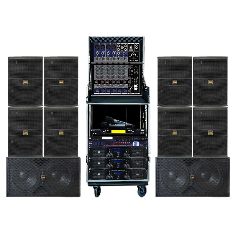Dàn âm thanh sân khấu biểu diễn PUB-LOUNGE SK41 (CAVS LS712, Sub CAVS SKD715, JKAudio H4800, JKaudio K800, Wharfedale SL424USB, JKaudio X3000 Pro, Tủ Jack 16U, KIWI S803A)