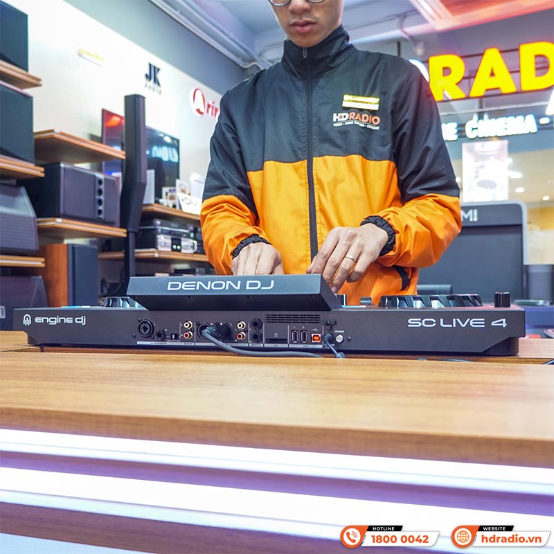 Bàn DJ Denon SC Live 4, USB độc lập, có loa, Engine, Serato Dj, 4 kênh, 5.8kg, WiFi, Bluetooth, Mới-8