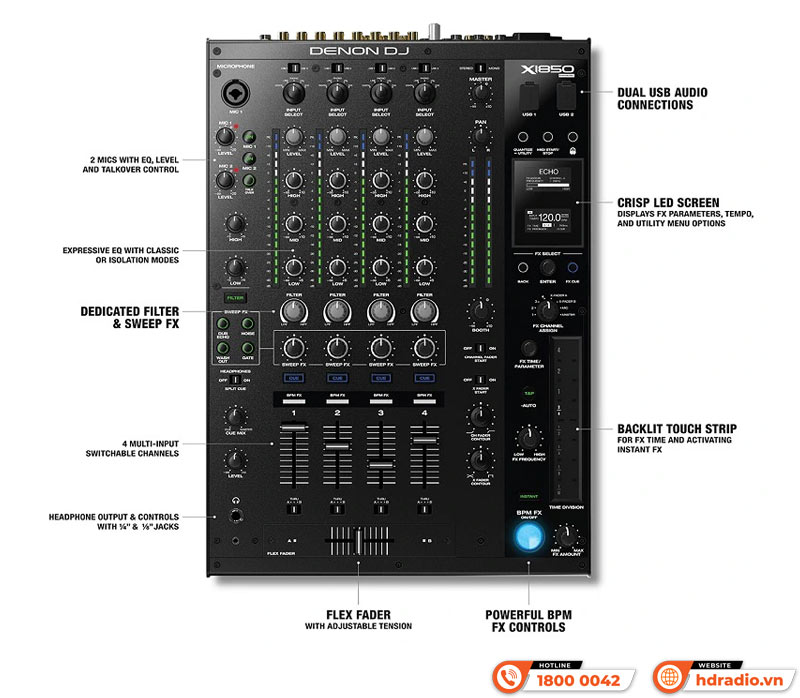 Bàn DJ Denon mixer x1850 prime