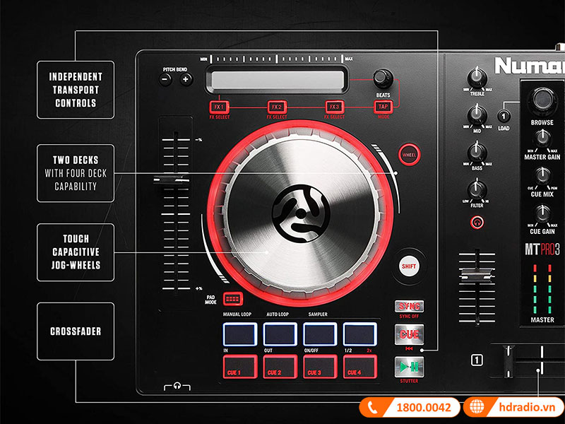 Bàn DJ Numark Mixtrack Pro 3 mân xoay cao cấp