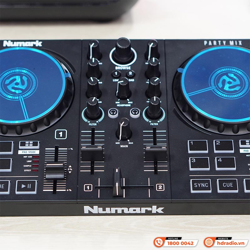 Bàn DJ Numark Party Mix II, Kết nối máy tính, 2 kênh, Serato DJ, có đèn LED, 0.95kg, Mới-5