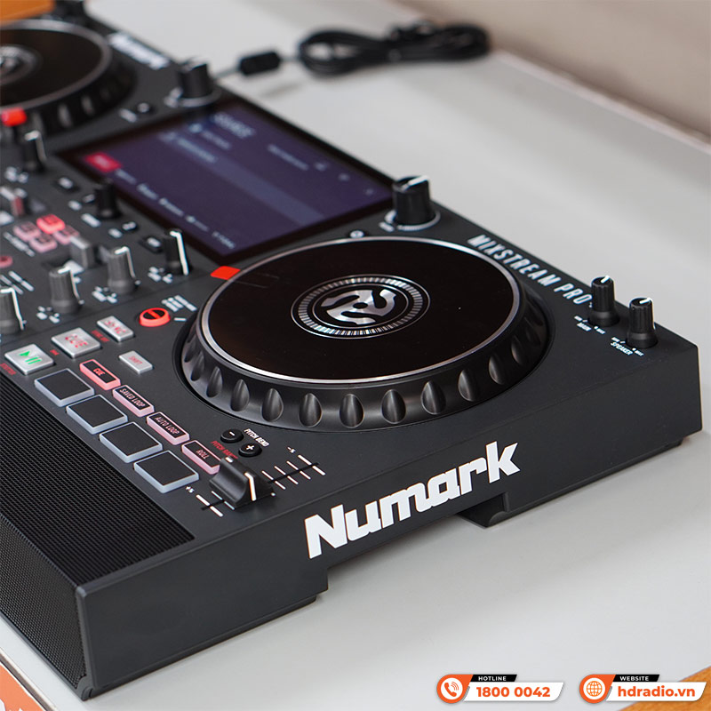 Bàn DJ Numark Mixstream Pro + (Plus), USB độc lập, 2 kênh, có loa, Wifi, Bluetooth, máy tính, 3.68kg, Mới-6