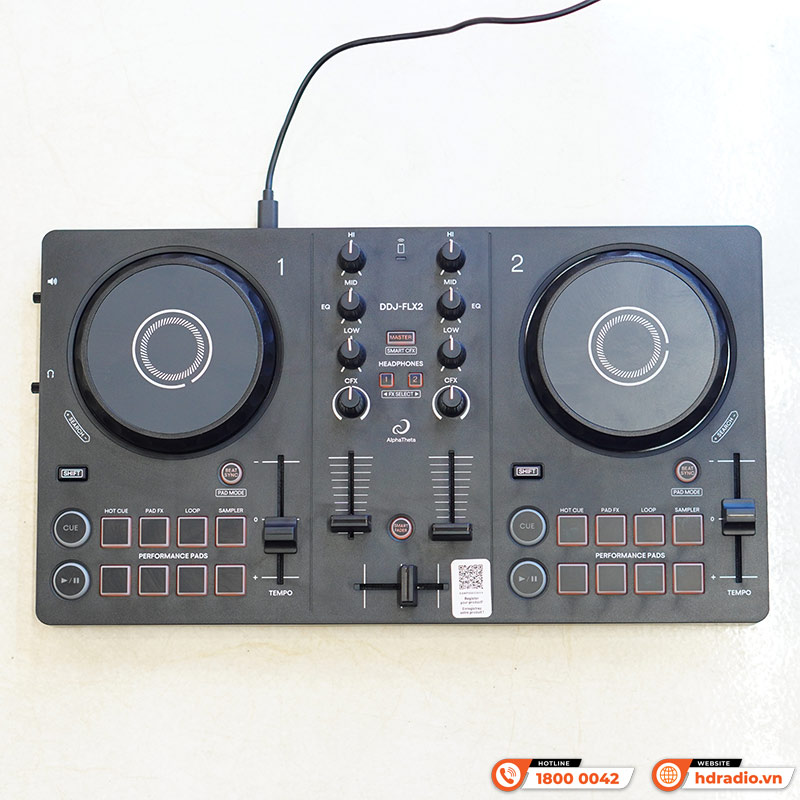 Bàn DJ AlphaTheta DDJ-FLX2, 2 Kênh, Kết Nối Điện Thoại, Máy Tính, Bluetooth, Trọng Lượng Chỉ 1.2kg-4