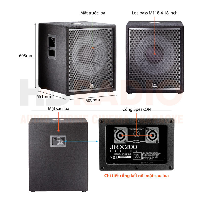 Chú thích loa hội trường JBL JRX218S Chú thích loa hội trường JBL JRX218S