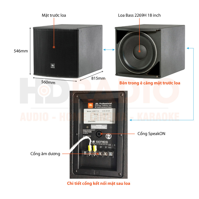 Chú thích loa JBL ASB 7118 Chú thích loa JBL ASB 7118