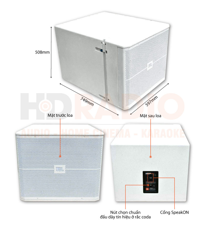 Chú thích Loa sub Array JBL VRX 918S WH