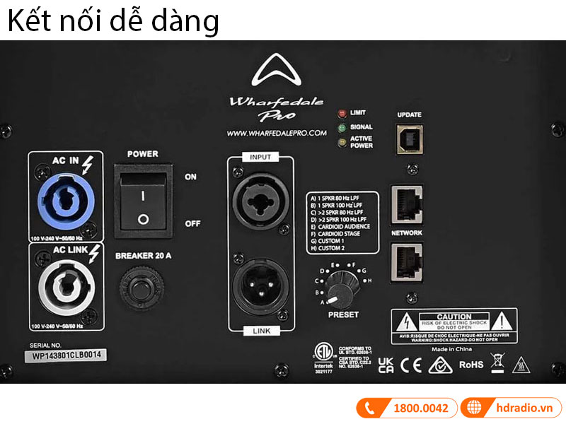 Kết nối Loa Array Wharfedale WLA-218BA