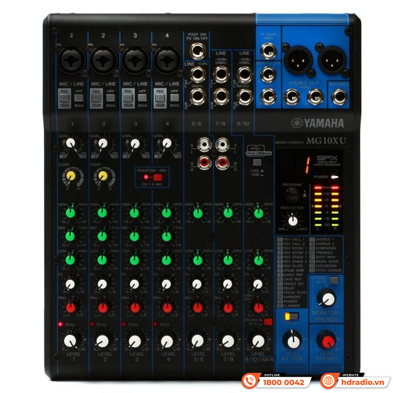 Bàn Mixer Yamaha MG10XU, 10 Kênh, Analog, thu âm, livestream-1
