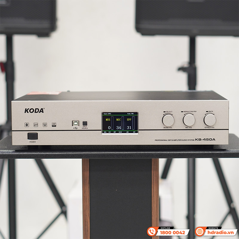 Amply Liền Vang Koda KB450A, 2 kênh, Công suất 520W, Bluetooth5.0, Optical-1