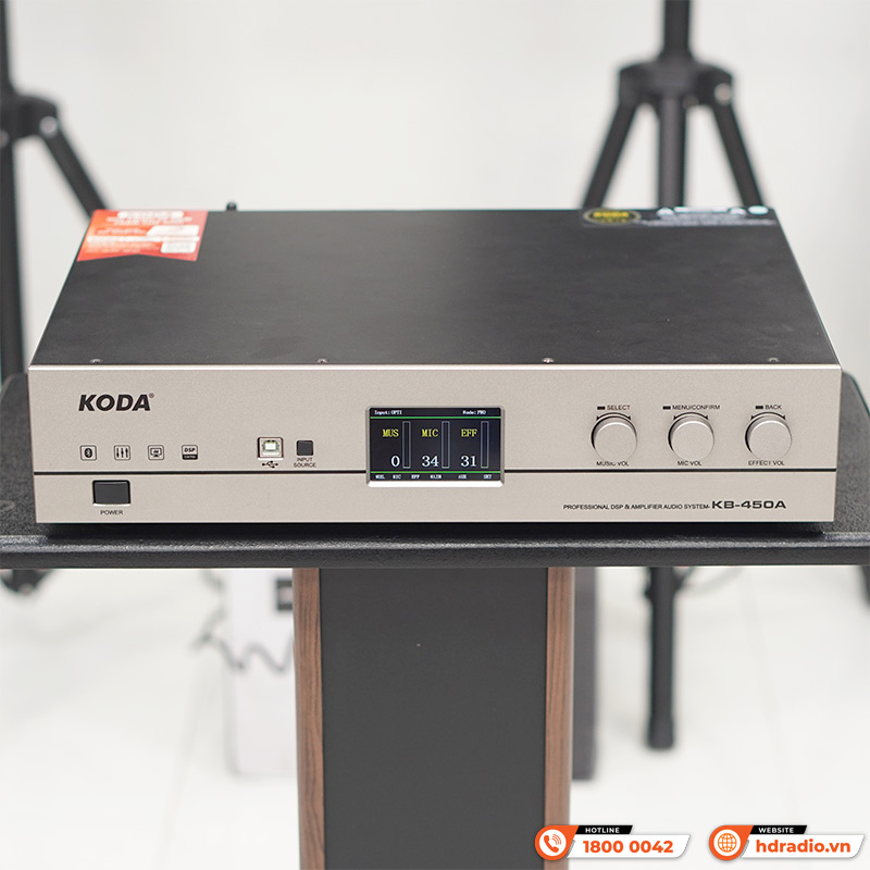 Amply Liền Vang Koda KB450A, 2 kênh, Công suất 520W, Bluetooth5.0, Optical-5