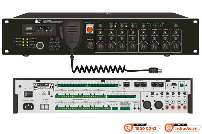 Bộ điều khiển trung tâm ITC VA-6200MA hỗ trợ 8 vùng loa