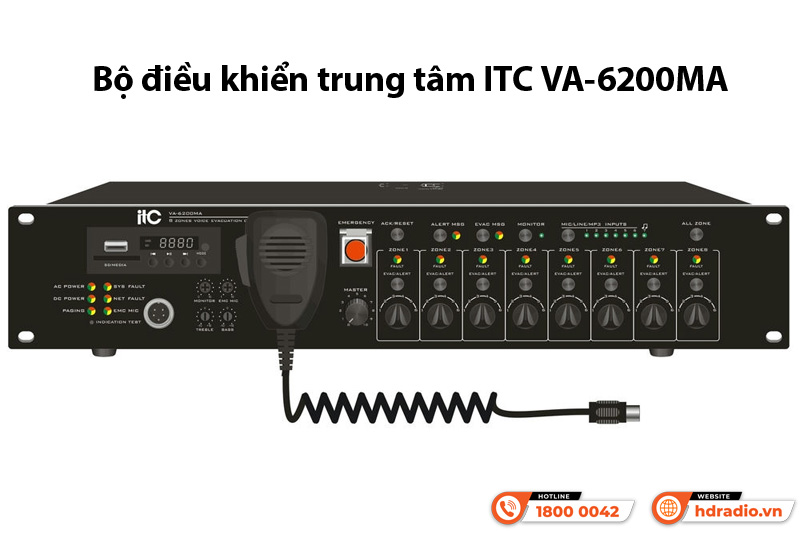 Bộ điều khiển trung tâm ITC VA-6200MA hỗ trợ 8 vùng loa
