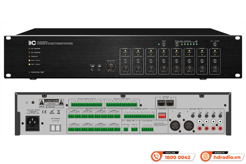 Bộ điều khiển mở rộng ITC VA-6200MS hỗ trợ 8 vùng loa