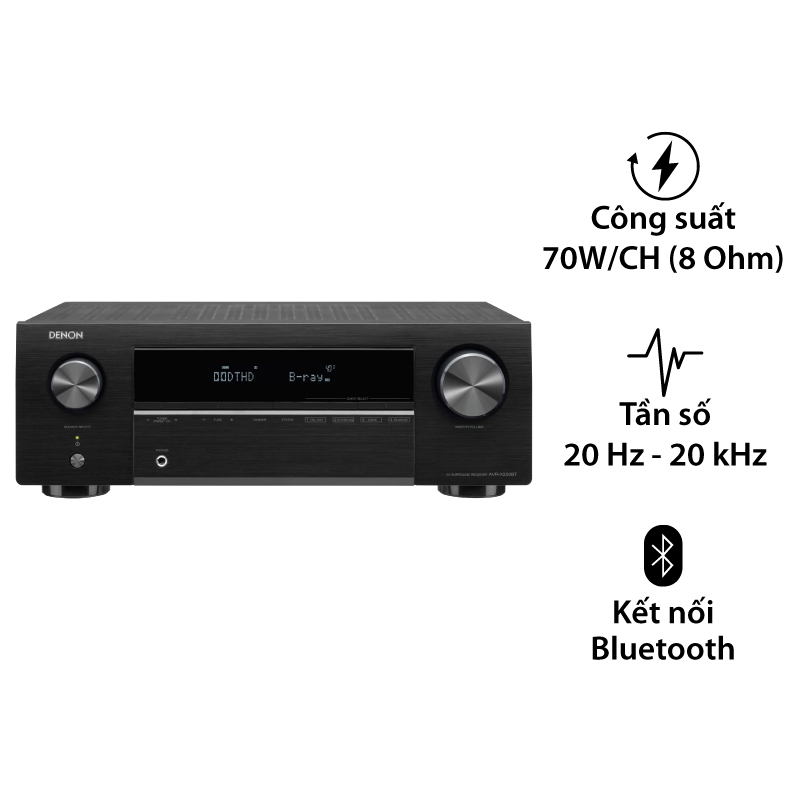 Amply Denon AVR-X250BT, 4K Ultra HD, 5.1 Kênh, 70W/CH, Bluetooth
