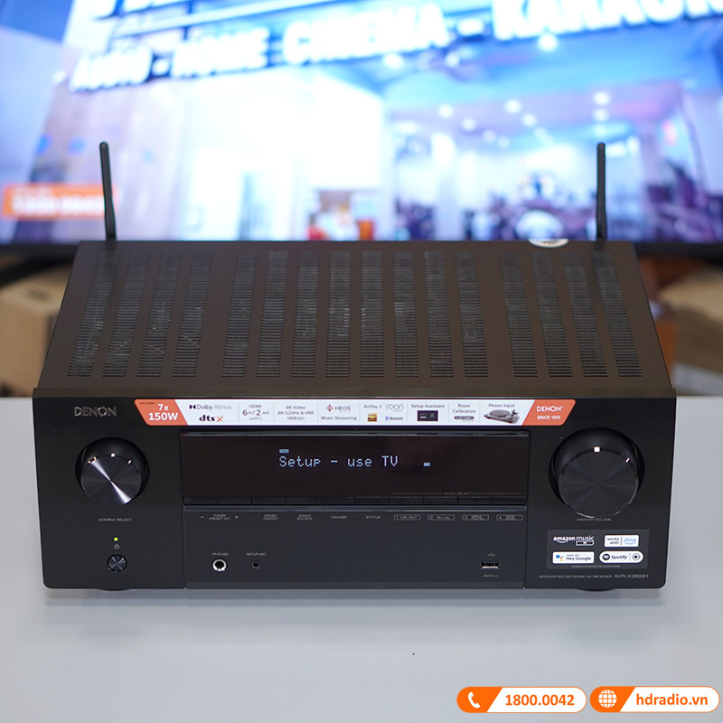 Amply Denon AVR-X2800H, 7.2 kênh, 95W (8 ohms), 8K Ultra HD, Bluetooth, USB, HEOS-12