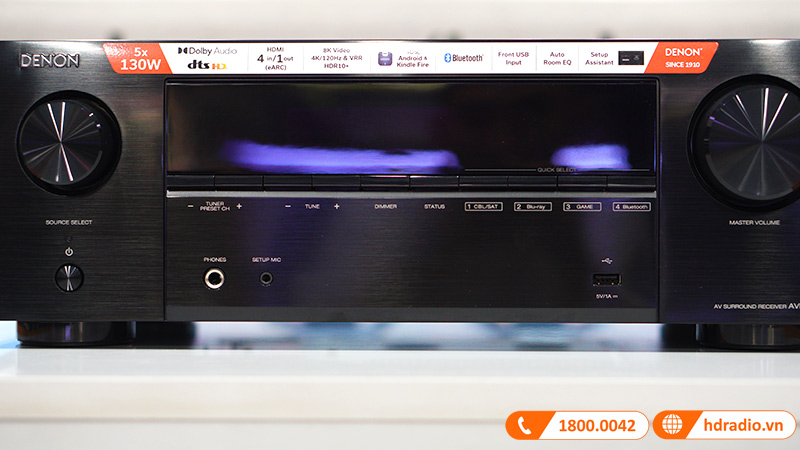Cận cảnh mặt trước amply Denon AVR-X580BT